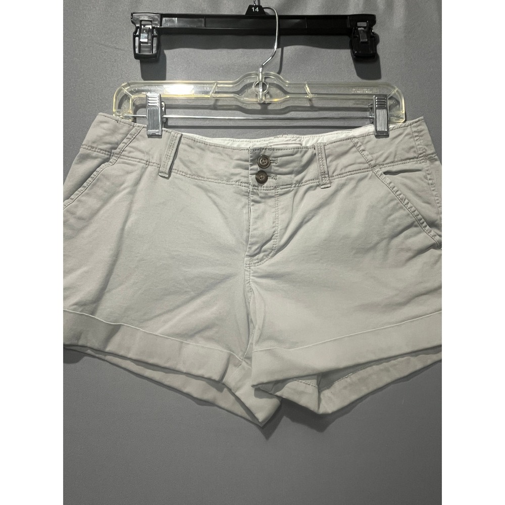 Old Navy Perfect 3.5 Shorts Womens 8 Gray Khaki Chino Cuffed Stretch 809742-01